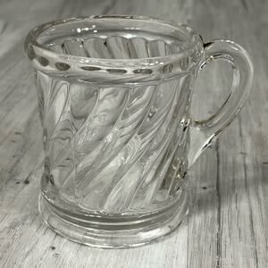 Vintage Clear Swirl Glass Handled Mug Cup MCM Coffee Tea Decor Minimalist